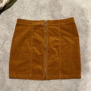 Forever 21 Rust Brown Corduroy Zip-Front Mini Skirt